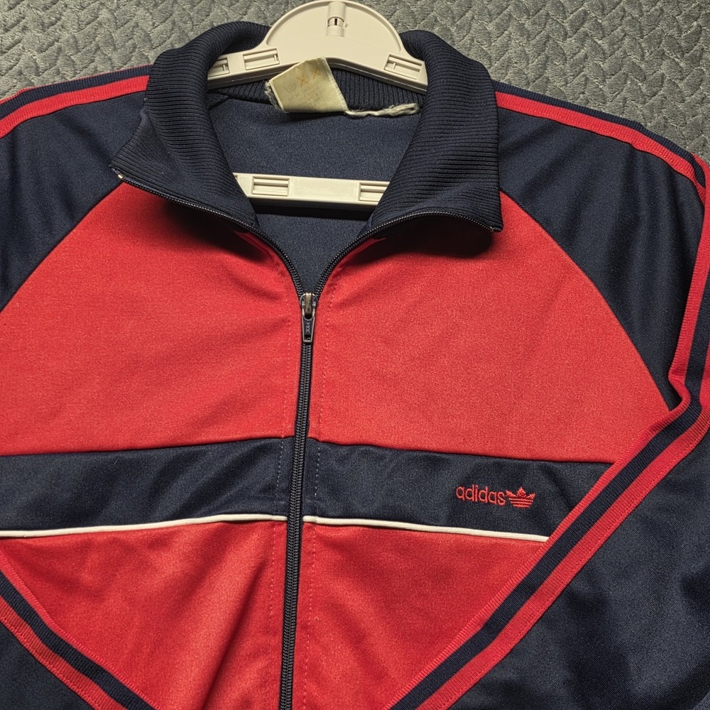 Adidas Originals Women's XL Track Jacket Red Navy Full Zip VTG Y2K YKK Zipper